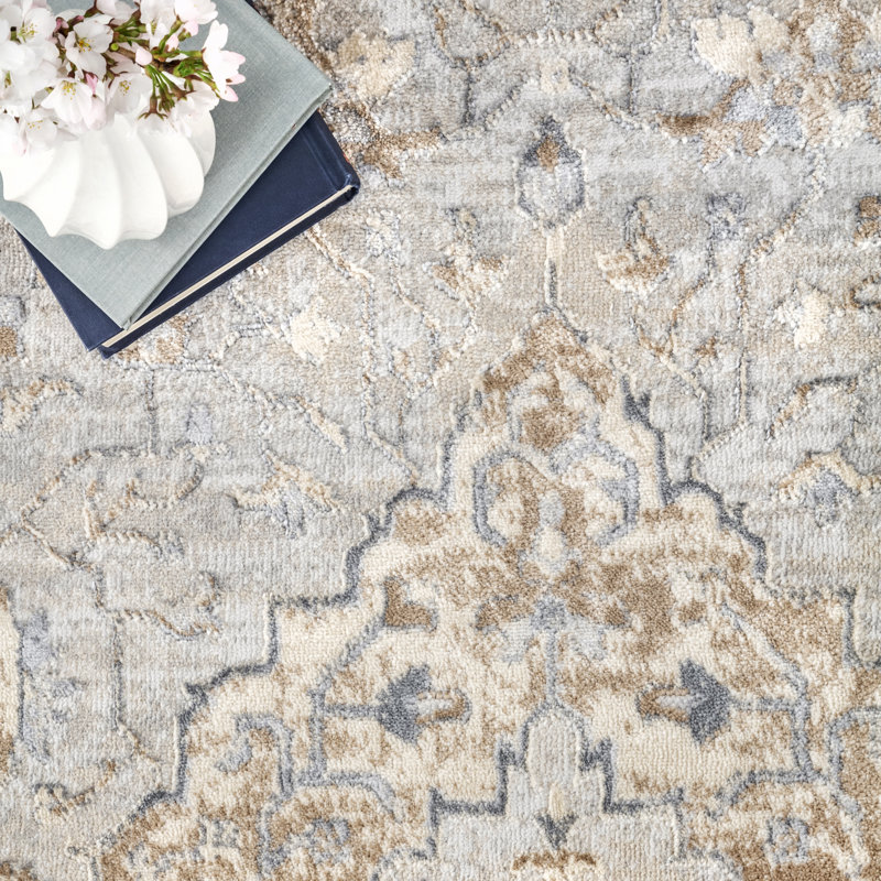 Tapis oriental beige Funke, Rectangle de 10 pi x 14 pi