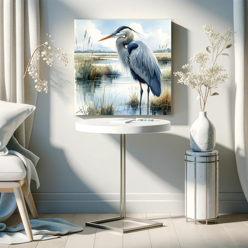 " Tranquil Marshlands - Heron ", 30" H x 30" W x 1.5" D