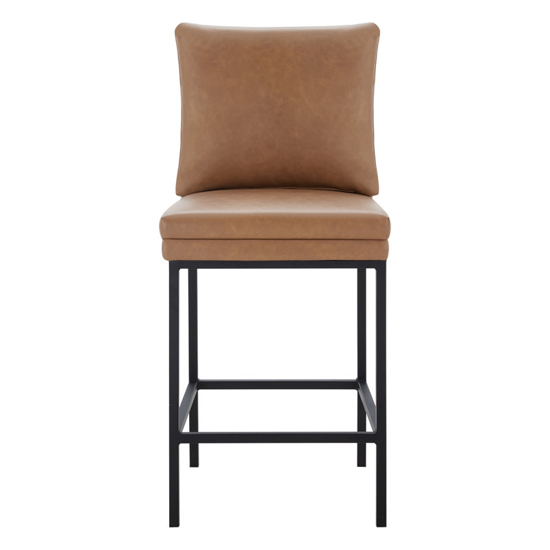 Tabouret de comptoir Clarkson, Similicuir cognac Copley
