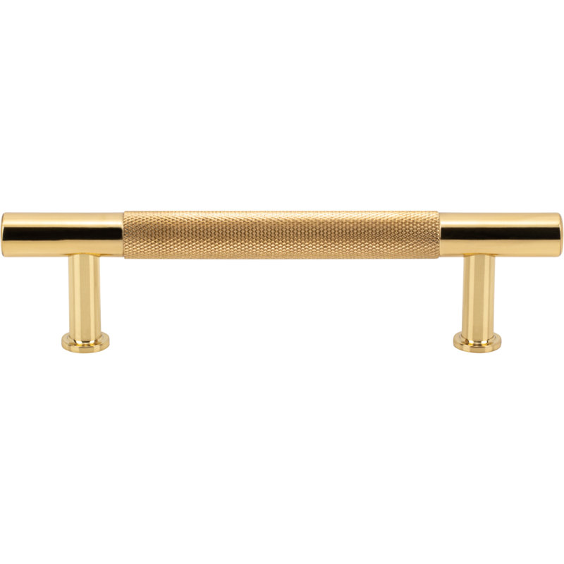 Beliza Knurled Bar Pull, Polished Brass, 5 1/16"