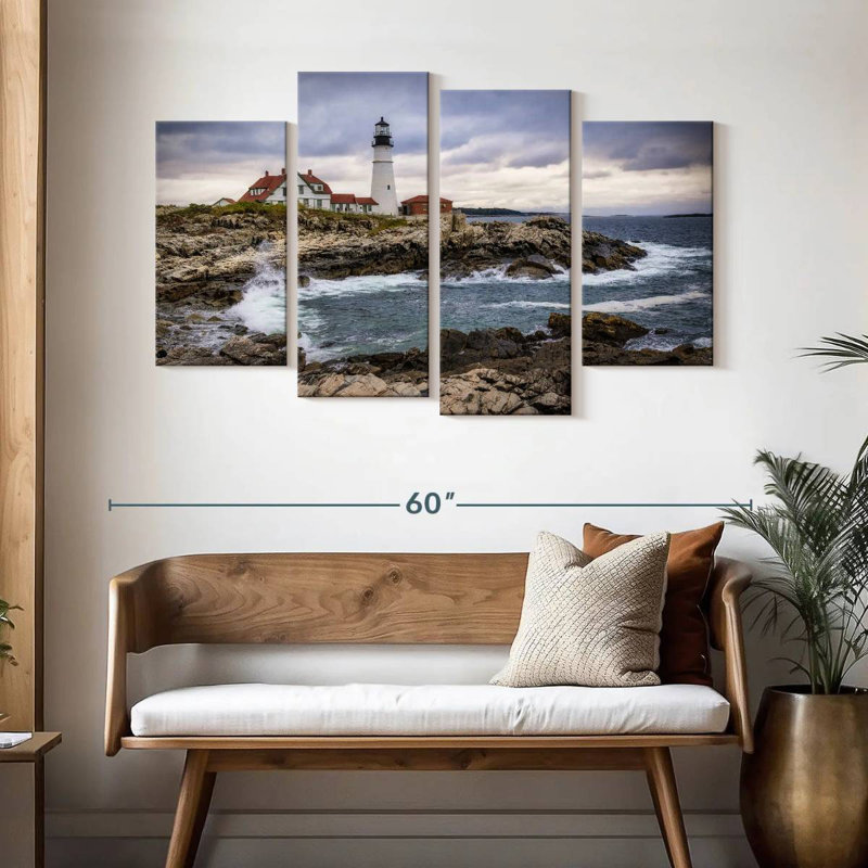 Aletra, phare du Maine à Portland au lever du soleil I, H 32 po x l 52 po