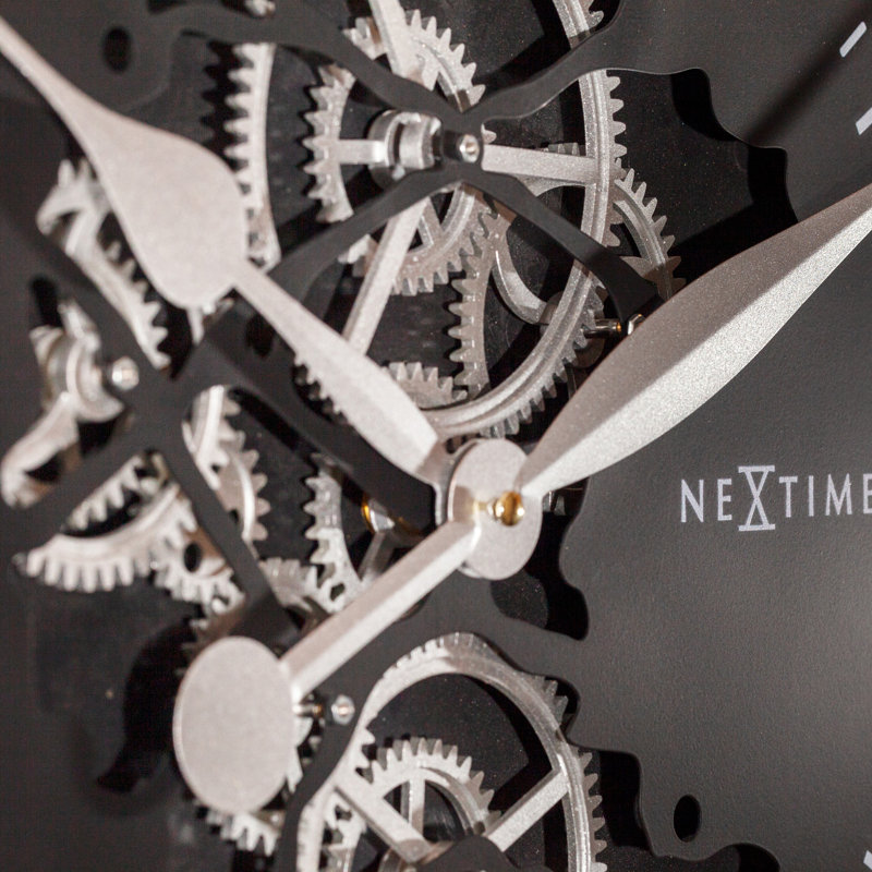 Gear Metal Wall Clock, Black/Silver