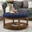 Grande table basse ronde avec repose-pieds rembourré en lin et grand repose-pieds avec rangement en bois-874731832-873241769