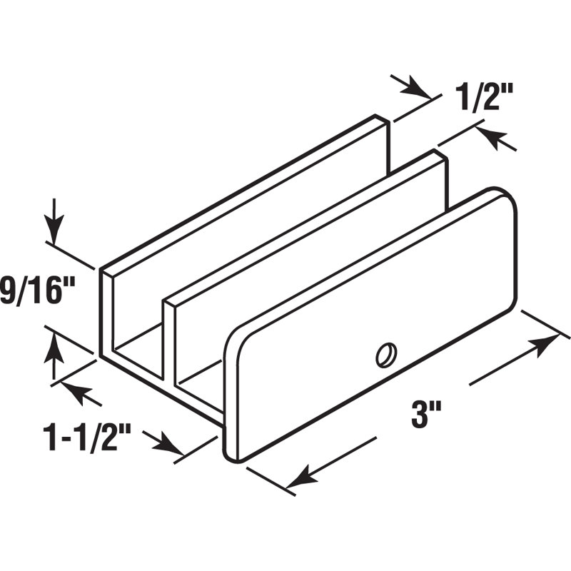 Sliding Shower Door Bottom Guide, 1/2 in. Channels, Plastic Construction (Single Pack)
