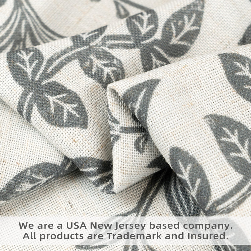 Ivory Gray Floral Linen Blend Blackout Valance