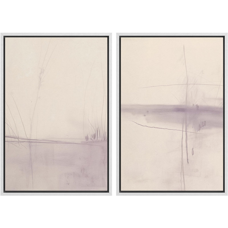 «Mid-Century Modern Brown», 2 pièces sur toile, H 16 po x l 24 po, Cadre blanc