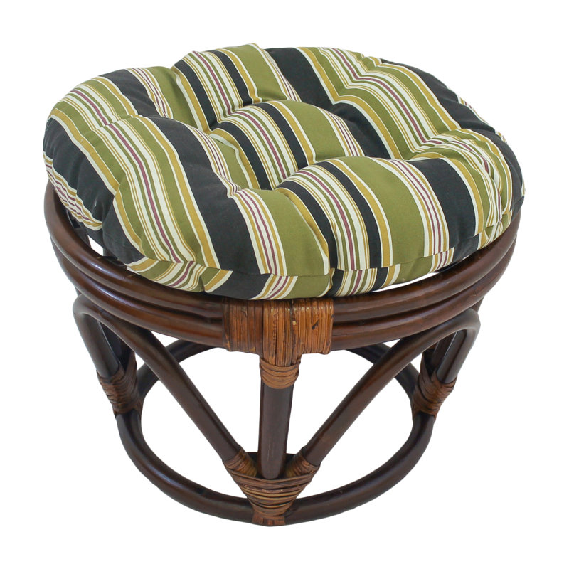 Outdoor 4'' Ottoman Seat Cushion, Dark Gray/Green