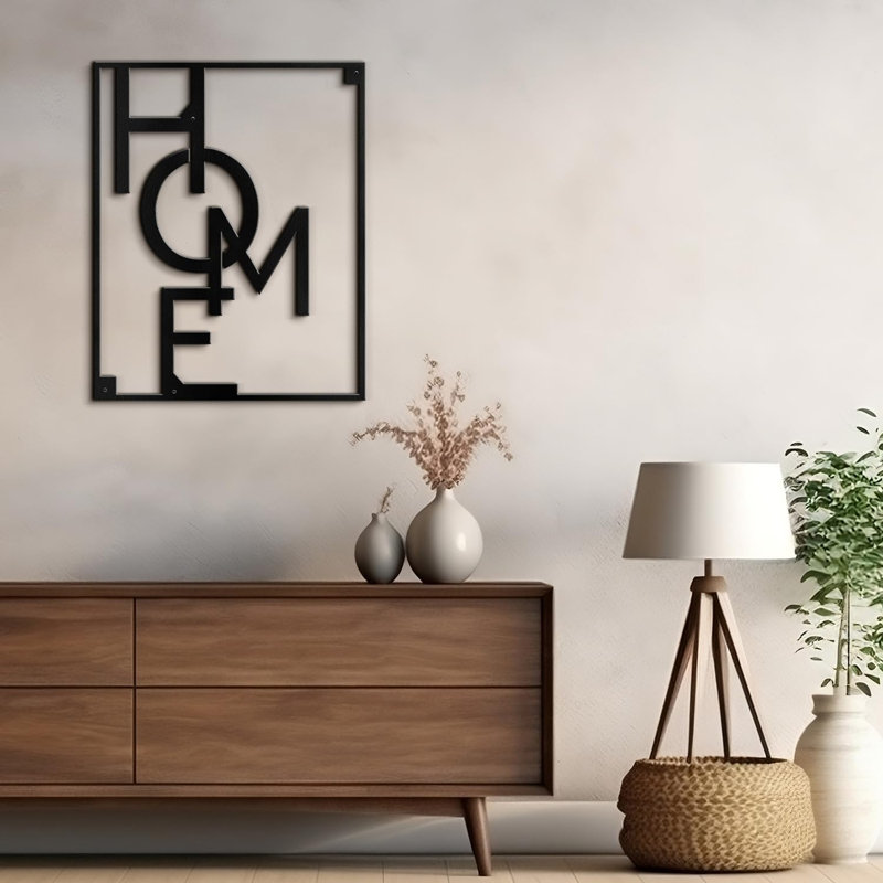 Décoration murale en métal, H 12 po x l 10 po x P 0,05 po, Noir