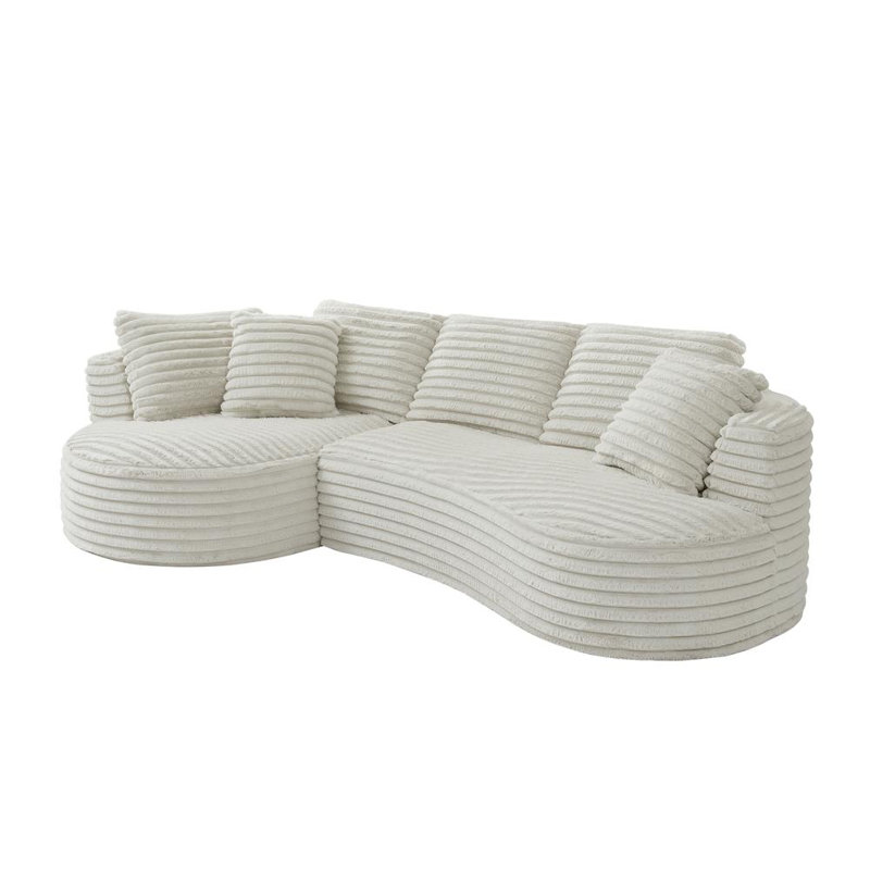 Sectional Oversized Sofa, Cream Corduroy