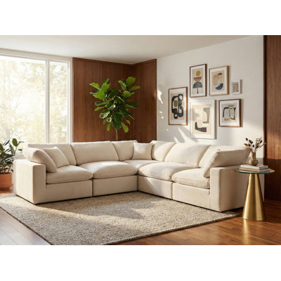 Isshak Velvet L-Shaped Sectional Reversible
