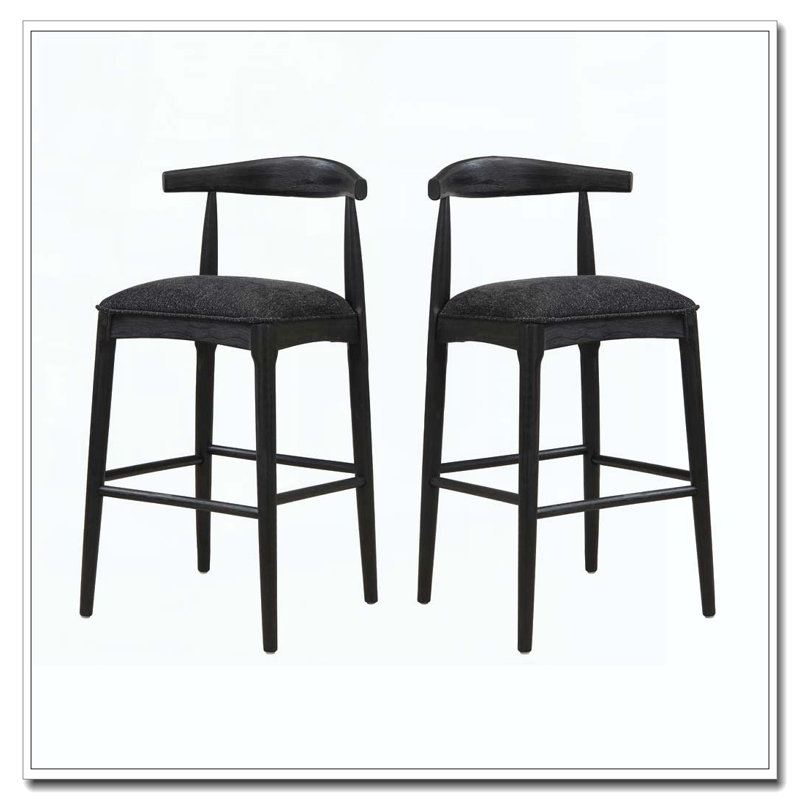 Wood Frame Barstool, Black Seat/ Black Frame
