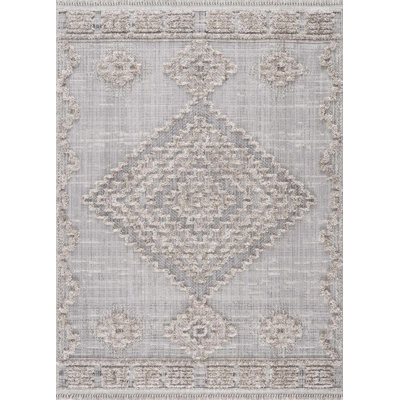 Tapis marocain en polyester tissé à la machine en gris