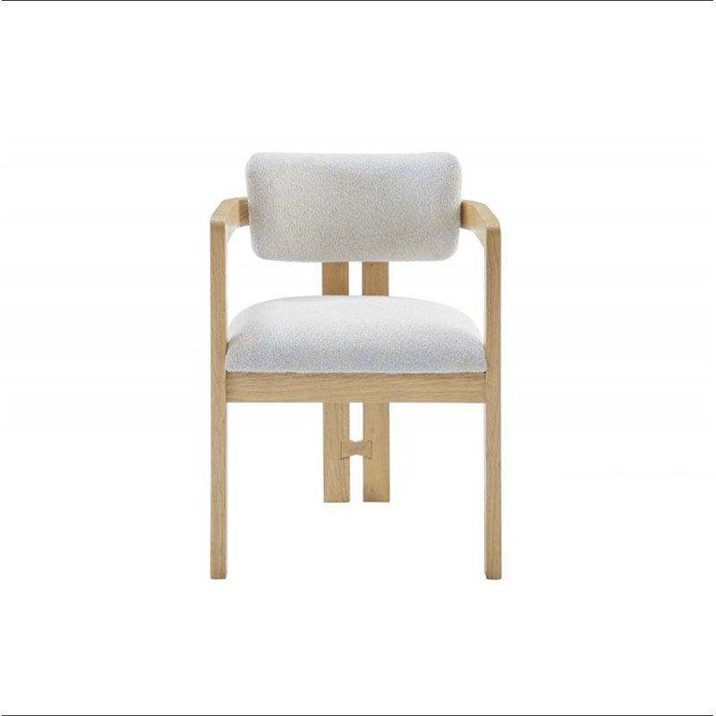 Chaise de salle à manger avec accoudoirs rembourrés Modern Rustic, Naturel