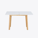 Imitation marble white sintered stone tabletop with rubber wooden legs, foldable computer desk, foldable office desk, suitable for restaurants, living rooms, terraces, kitchens.