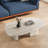 47'' Mid Century Modern Coffee Table, Irregular Wood Coffee Table with Three Legs for Living Room, Office, Beige-1967168971