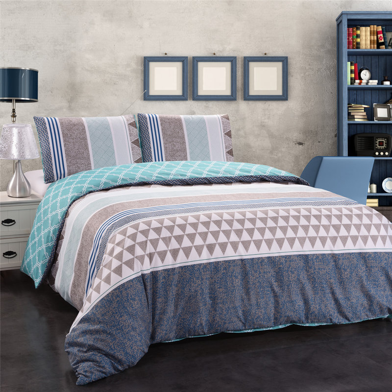 Ensemble de housse de couette réversible en microfibre verte 3 pièces, Housse de couette pour très grand lit