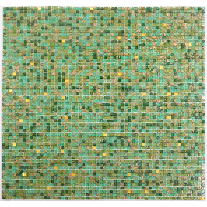Carreau de mosaïque pour mur et plancher en verre 13 po x 13 po Galaxy Green