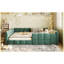 Lit tapissier en velours vert citrouille