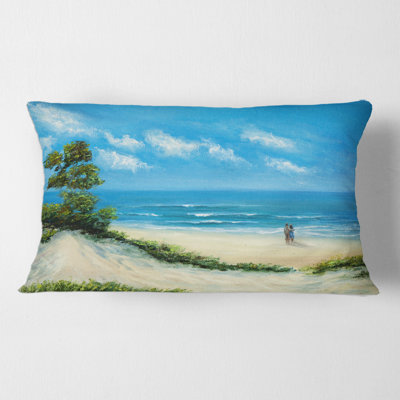 Couple à la plage - coussin à imprimé nautique et côtier