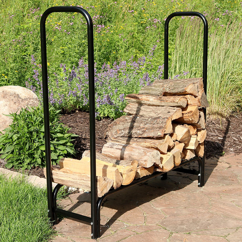  Support à bûches en bois pour l'extérieur avec couvercle en PVC Beid - capacité de 4 pi - 850 lb