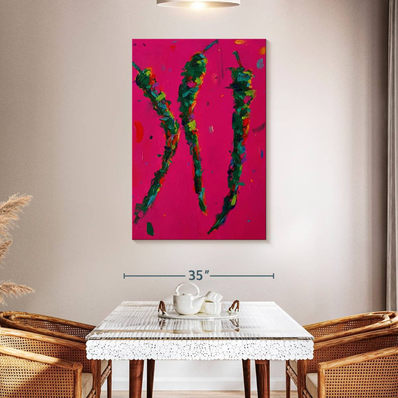 Yarlin Three Green Chili Peppers, 48" H x 32" W