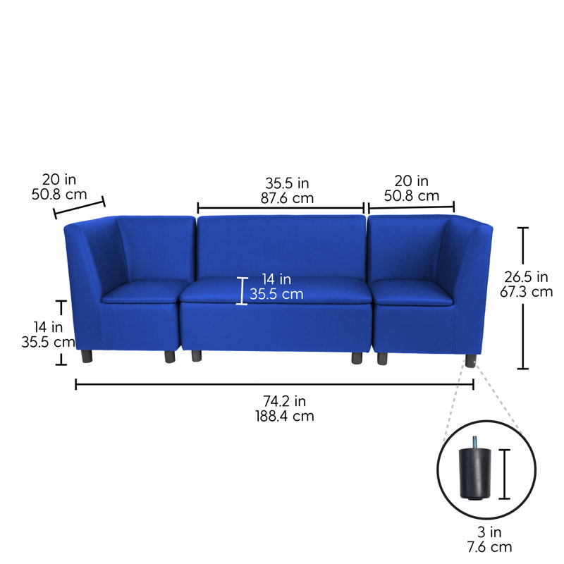 Ensemble de chaises de coin modulaires avec canapé, 3 pièces Kid Comfort - bleu, Bleu
