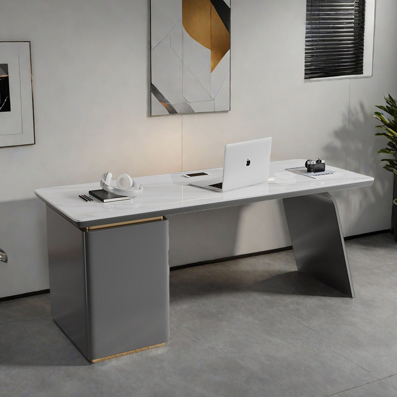 Bureau moderne en ardoise, Gris, H 29,5 po x l 70,9 po x P 27,6 po