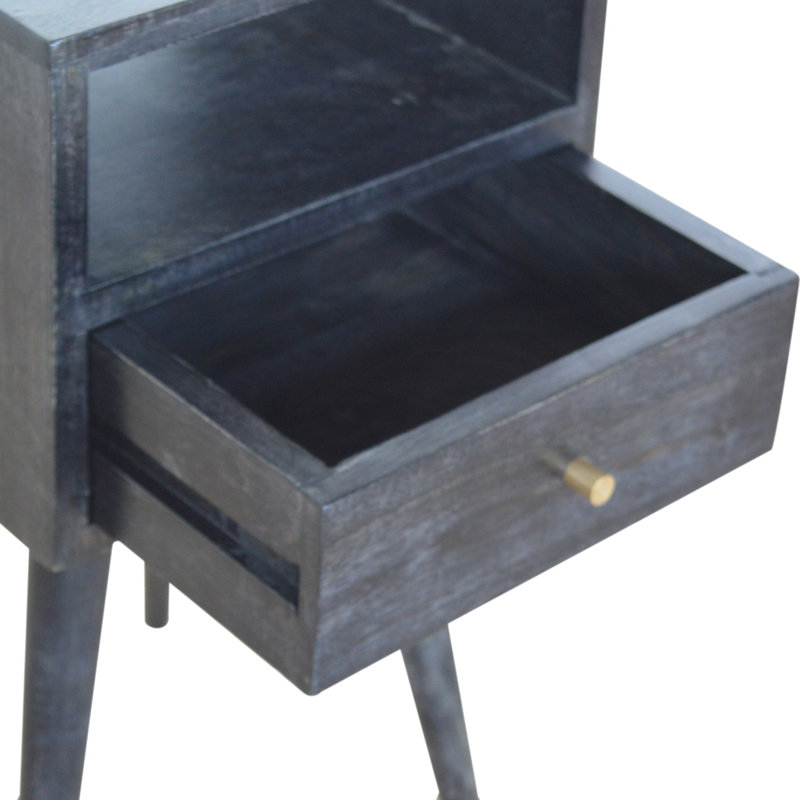 Fithian 30cm W Solid Wood Bedside Table, Black
