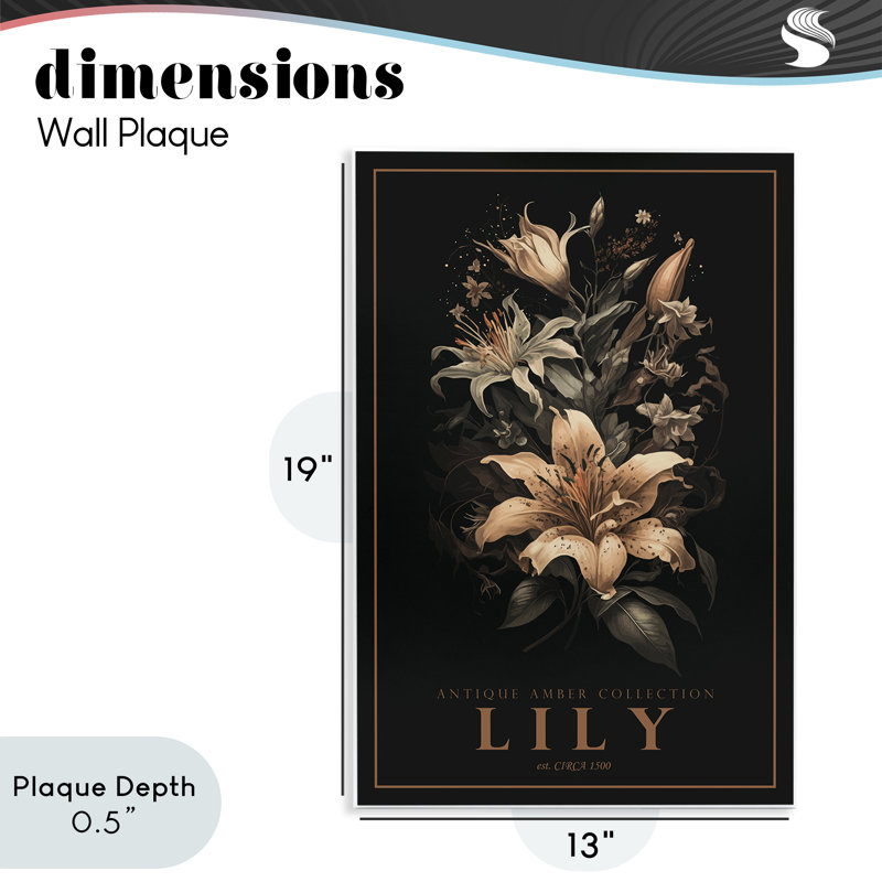 Plaque murale antique avec lumière lis, design par Chris Giampietro, 19" H x 13" W