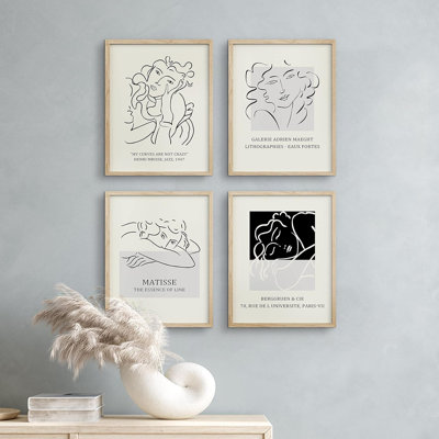 " Female Portrait Sketch Nature " 4 - Pieces