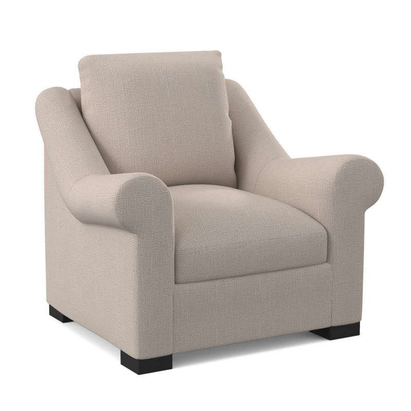 Canyon Sunbrella® and Boucle Armchair, Elise Harbor 100% Polyester, Espresso