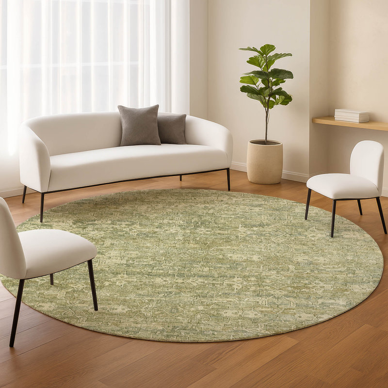 Tapis ikat intérieur / extérieur lavable à la machine Chantille ACN2324, Rond 8 pi