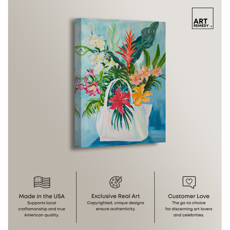 Tropical Flower Bag Gallery Wrapped Canvas Art Print, 16" x 24"