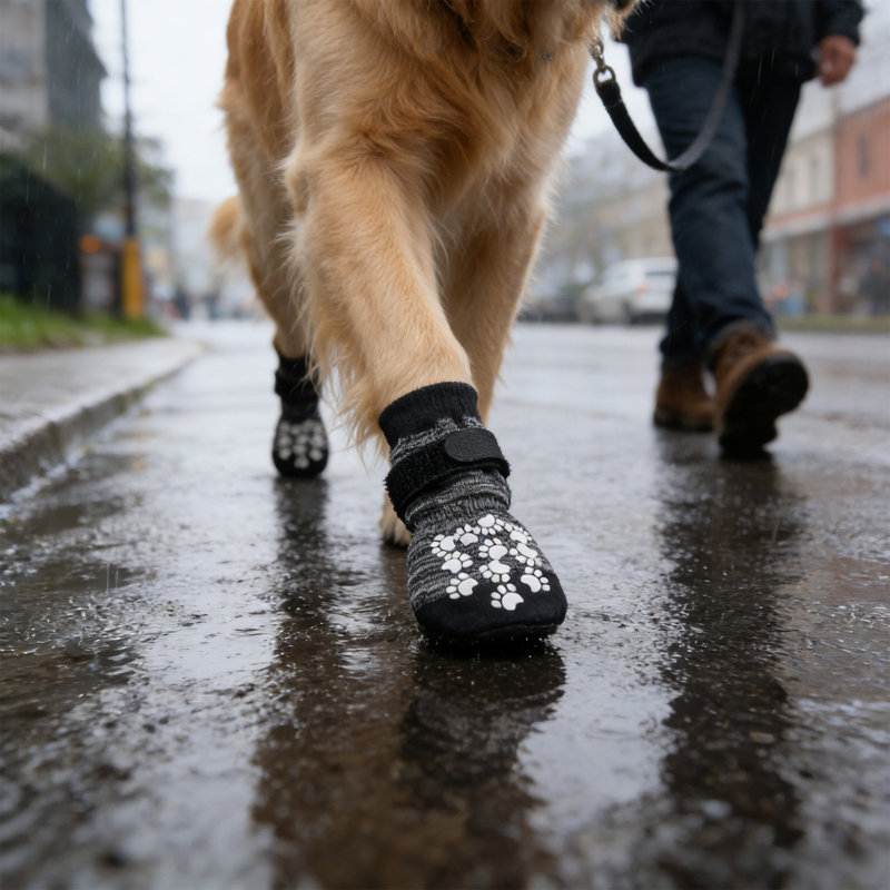Chaussettes antidérapantes pour chien avec sangles réglables, taille L, gris, GYL