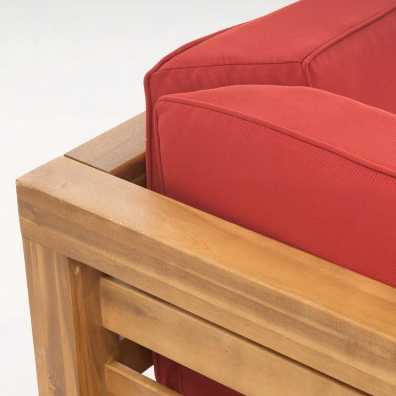 Ensemble modulaire d'extérieur en bois avec coussins, Rouge