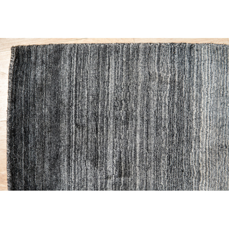Tapis gris anthracite en laine fait à la main Anayra, Rectangle 8 pi x 10 pi