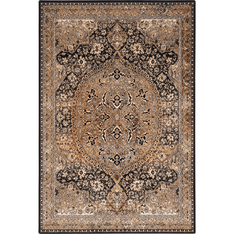 Ava Power Loom Copper/Yellow/Black Rug by Agnella, Rectangle 133 x 180cm
