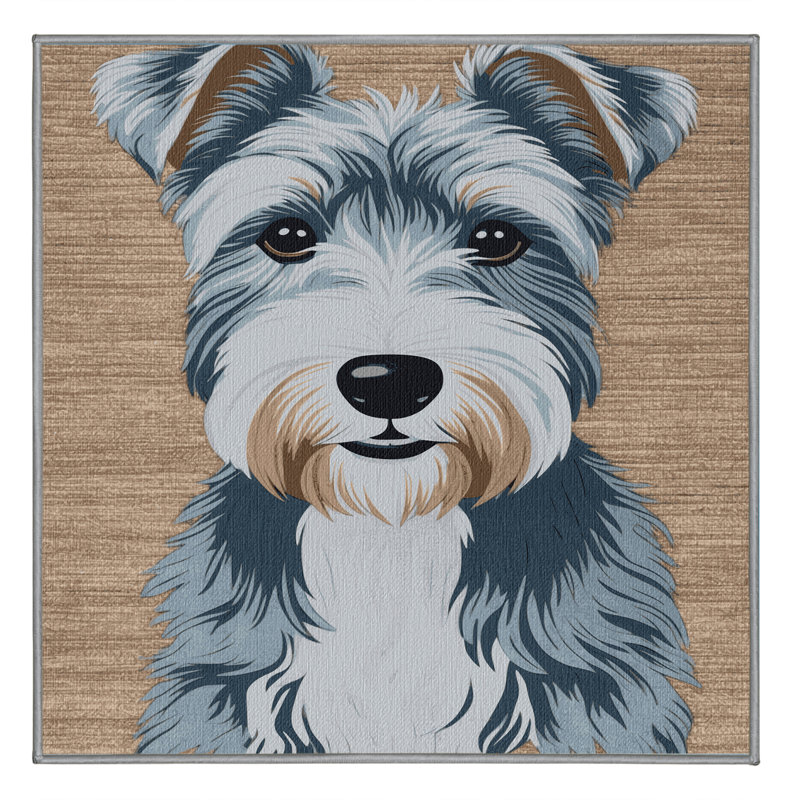 Washable Bedlington Terrier Dogs Area Rug, Square 5'