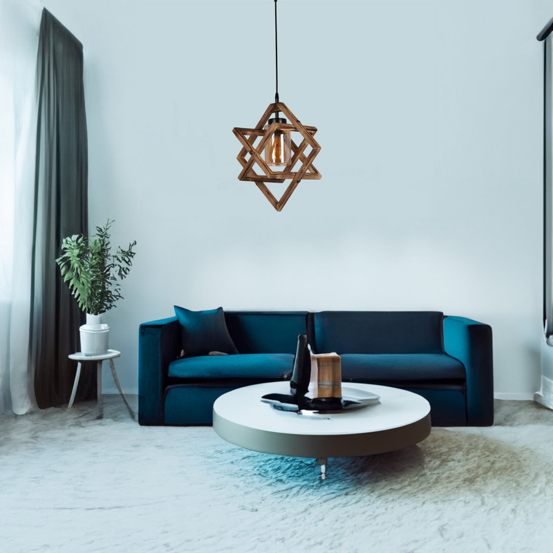 Lustre géométrique en bois Mayhue, Bronze / Noir mat