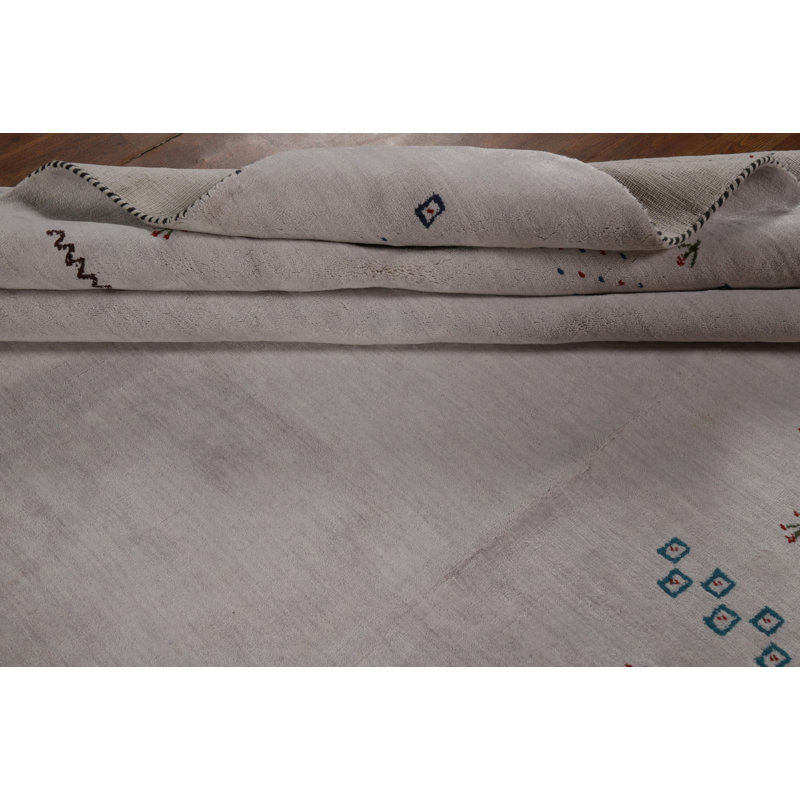 Tapis oriental argenté gris Gabbeh 8 x 10