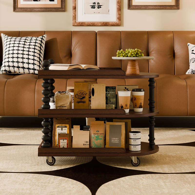 Modern Minimalist Natural - Coloured Red Oak Sofa Side Table with Storage
