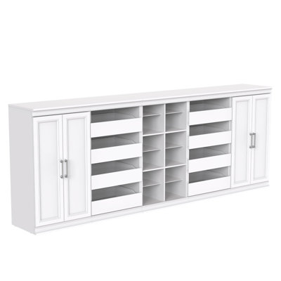 Modular Storage 106.97" W 18-Shelf Wood Closet System