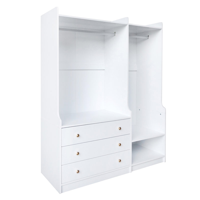 Rangement ouvert pour garde-robe en bois pour chambre à coucher, Blanc