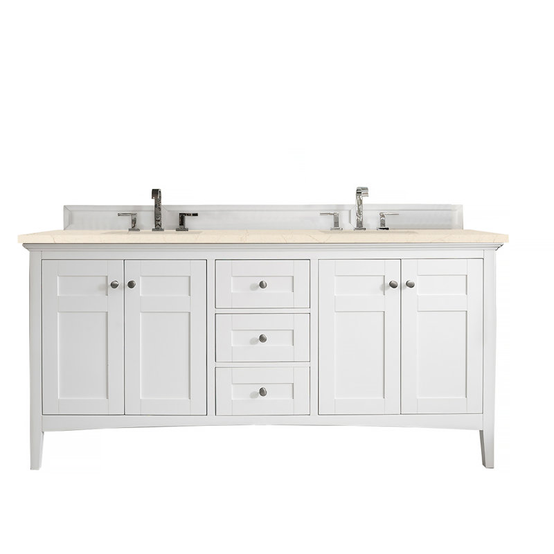 Palisades 72''  W Double Vanity, Bright White, Eternal Jasmine Pearl