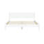 Lit plateforme très grand Mid-Century blanc, avec pieds fuselés ronds, sans sommier, base à lattes pour le style de la chambre à coucher et la fonctionnalité pratique