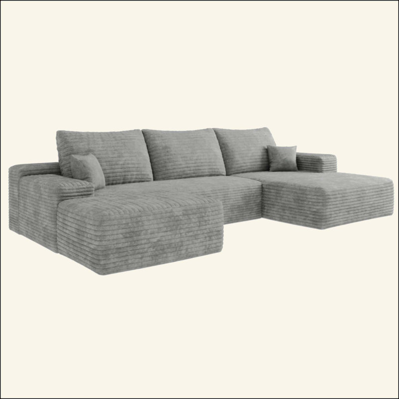 Canapé modulaire Cloud avec 1 repose-pieds, canapé rembourré minimaliste moderne, canapé confortable en forme de U pour le salon, canapé d'angle à assise profonde, aucun assemblage requis (tissu en velours côtelé moelleux)