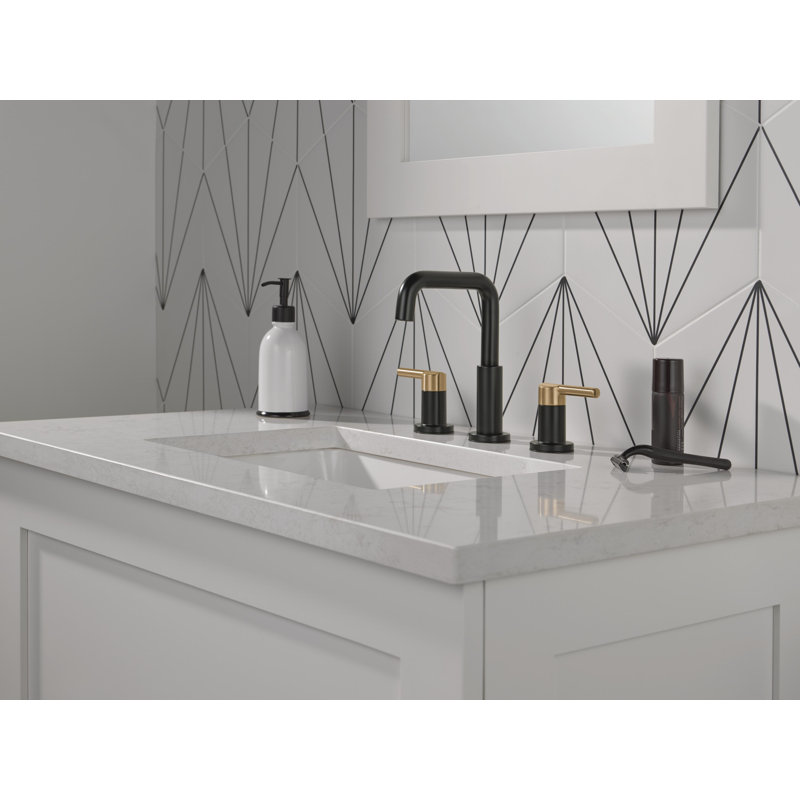 Nicoli Widespread Bathroom Faucet 3 Hole, 2-handle Bathroom Sink Faucet, Matte Black/Champagne Bronze