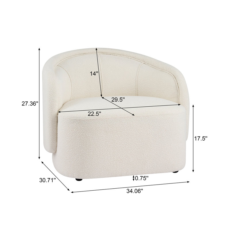 Fauteuil d'appoint Curved Boucle, Boucle + crème