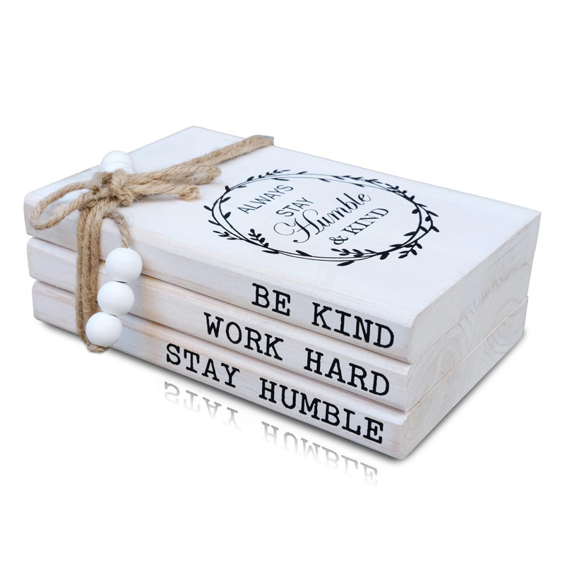 Livres décoratifs en bois pour la décoration intérieure (Be Kind Work Hard Stay Humble)