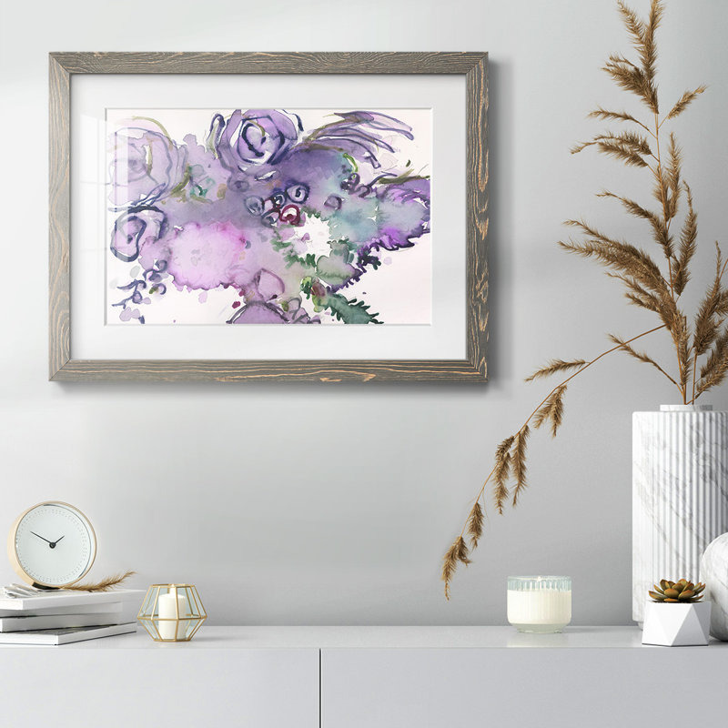 Lavande florale Splendor II, Encadré gris, H 22 po x l 32 po x P 1,5 po